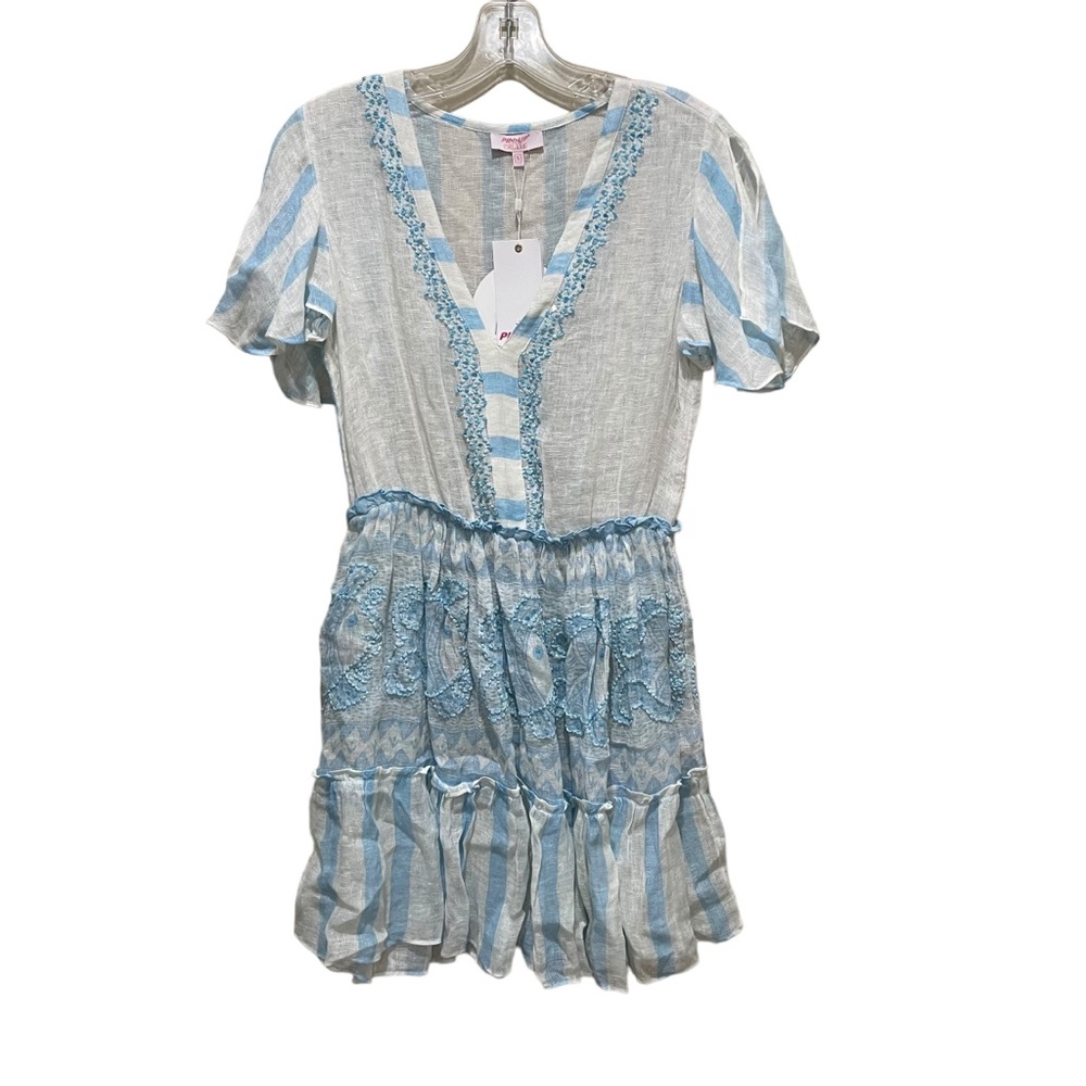 pin-up stars cruise afrika mini dress beach coverup blue and white size small